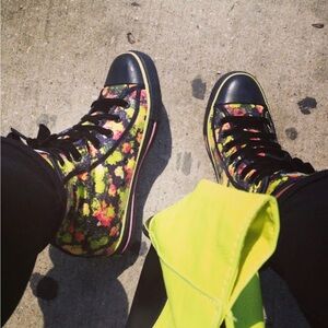 Floral Sequined Platform Sneakers Size 11